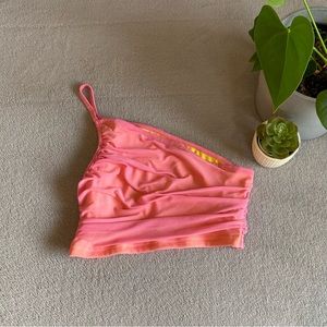 Shein pink one shoulder ruched tanktop M